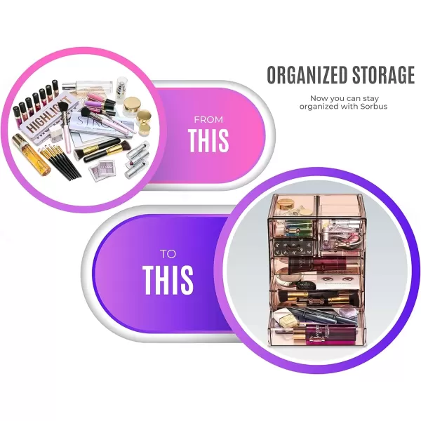 imageSorbus Cosmetics Makeup and Jewelry Big Storage Case Display  Stylish Vanity Bathroom CaseBronze Glow