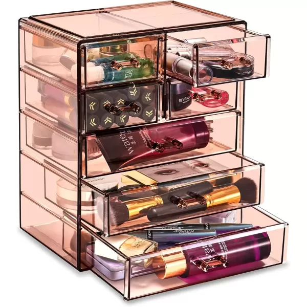 imageSorbus Cosmetics Makeup and Jewelry Big Storage Case Display  Stylish Vanity Bathroom CaseBronze Glow