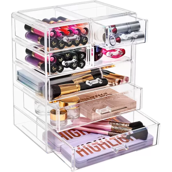imageSorbus Cosmetics Makeup and Jewelry Big Storage Case Display  Stylish Vanity Bathroom CaseClear