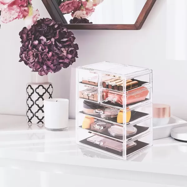 imageSorbus Cosmetics Makeup and Jewelry Big Storage Case Display  Stylish Vanity Bathroom CaseClear