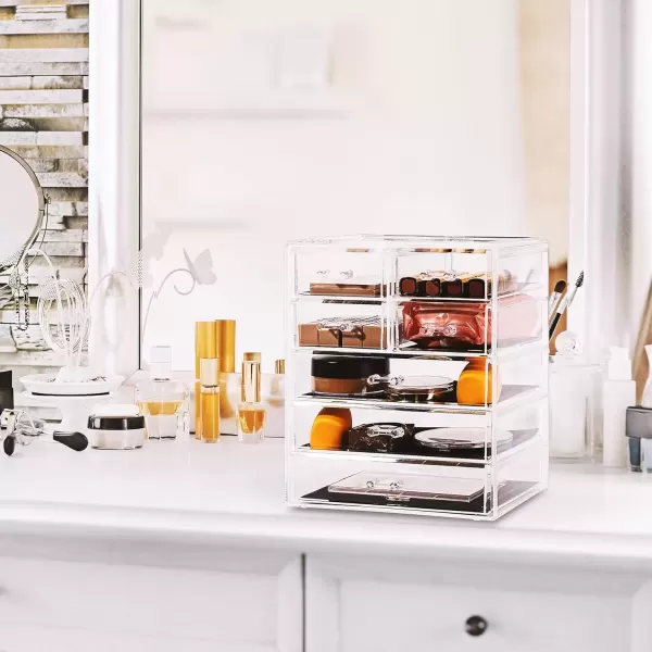 imageSorbus Cosmetics Makeup and Jewelry Big Storage Case Display  Stylish Vanity Bathroom CaseClear