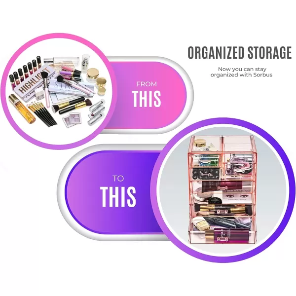 imageSorbus Cosmetics Makeup and Jewelry Big Storage Case Display  Stylish Vanity Bathroom CasePink