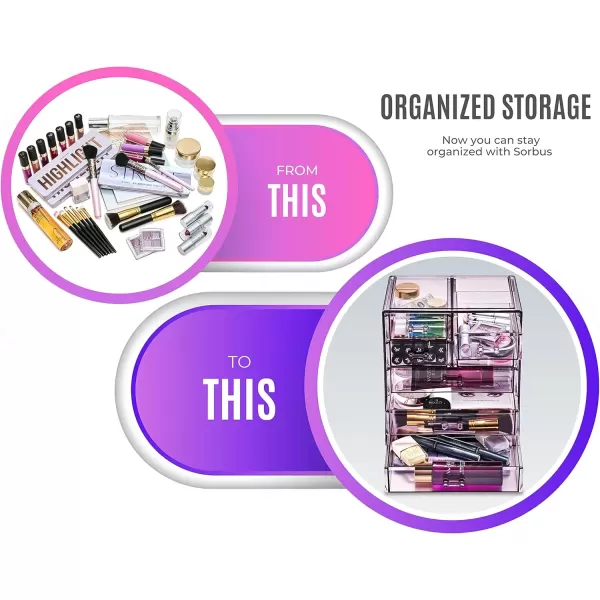 imageSorbus Cosmetics Makeup and Jewelry Big Storage Case Display  Stylish Vanity Bathroom CasePurple