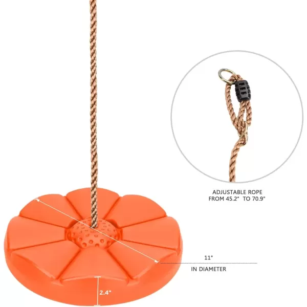 imageSorbus Disc Seat Swing  Kids Monkey Rope Tree Zip Line Swings for Play Set Tree Outdoor Backyard Playground Fun Orange