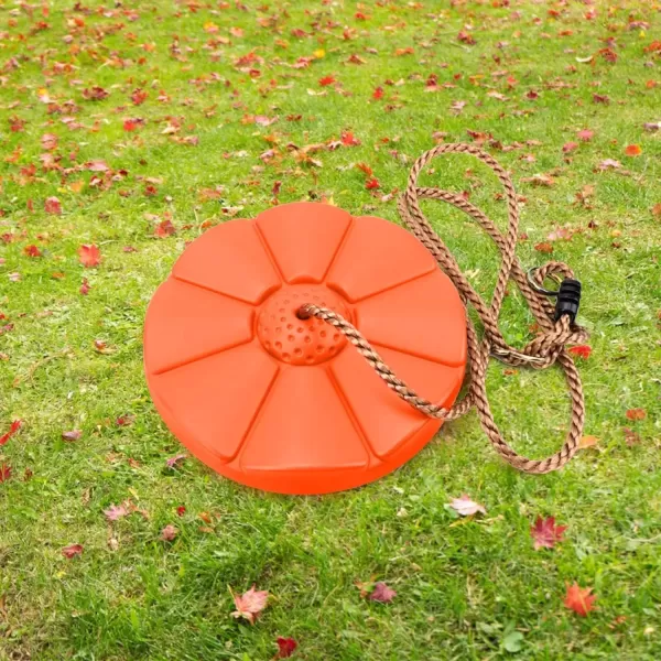 imageSorbus Disc Seat Swing  Kids Monkey Rope Tree Zip Line Swings for Play Set Tree Outdoor Backyard Playground Fun Orange