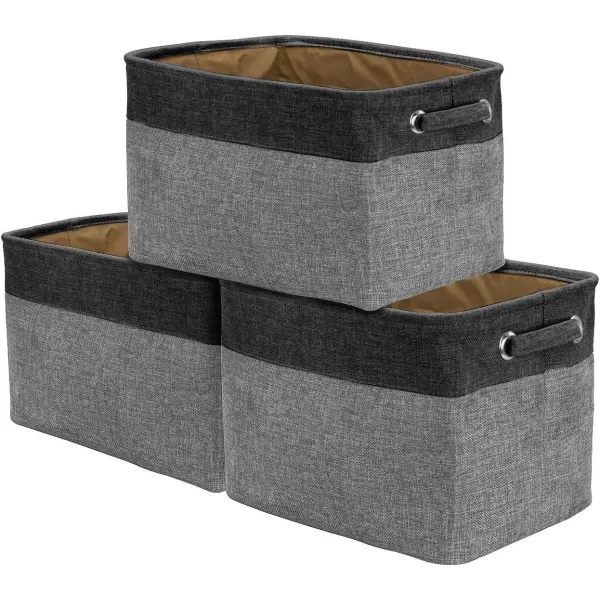 imageSorbus Fabric Storage Cubes 15 Inch Big Sturdy Collapsible Canvas Storage Bins with Dual Handles Foldable Closet Cubes Decorative Storage Baskets for Shelves  Home ampamp Office Use 3 Pack GreyTanBlack