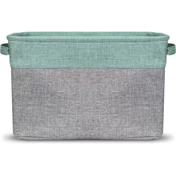 imageSorbus Fabric Storage Cubes 15 Inch Big Sturdy Collapsible Canvas Storage Bins with Dual Handles Foldable Closet Cubes Decorative Storage Baskets for Shelves  Home ampamp Office Use 3 Pack GreyTanTeal