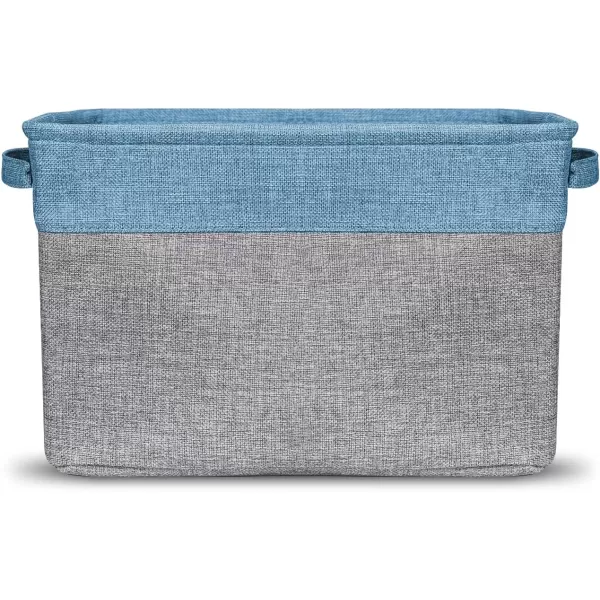 imageSorbus Fabric Storage Cubes 15 Inch Big Sturdy Collapsible Canvas Storage Bins with Dual Handles Foldable Closet Cubes Decorative Storage Baskets for Shelves  Home ampamp Office Use 3 Pack GreyTanAqua