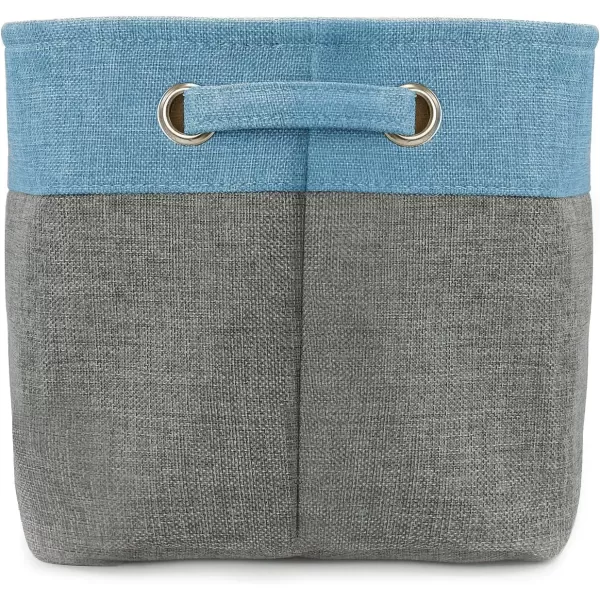 imageSorbus Fabric Storage Cubes 15 Inch Big Sturdy Collapsible Canvas Storage Bins with Dual Handles Foldable Closet Cubes Decorative Storage Baskets for Shelves  Home ampamp Office Use 3 Pack GreyTanAqua