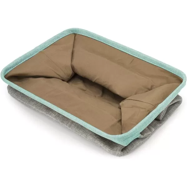 imageSorbus Fabric Storage Cubes 15 Inch Big Sturdy Collapsible Canvas Storage Bins with Dual Handles Foldable Closet Cubes Decorative Storage Baskets for Shelves  Home ampamp Office Use 3 Pack GreyTanTeal