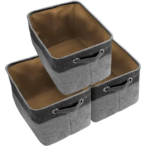 imageSorbus Fabric Storage Cubes 15 Inch Big Sturdy Collapsible Canvas Storage Bins with Dual Handles Foldable Closet Cubes Decorative Storage Baskets for Shelves  Home ampamp Office Use 3 Pack GreyTanBlack