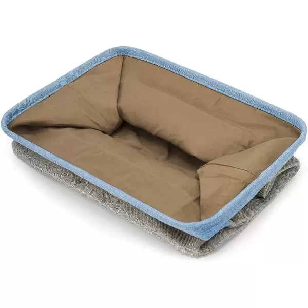 imageSorbus Fabric Storage Cubes 15 Inch Big Sturdy Collapsible Canvas Storage Bins with Dual Handles Foldable Closet Cubes Decorative Storage Baskets for Shelves  Home ampamp Office Use 3 Pack GreyTanAqua