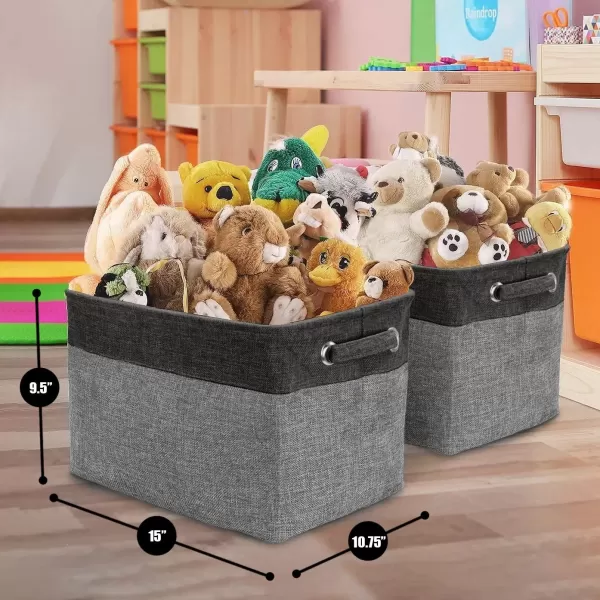 imageSorbus Fabric Storage Cubes 15 Inch Big Sturdy Collapsible Canvas Storage Bins with Dual Handles Foldable Closet Cubes Decorative Storage Baskets for Shelves  Home ampamp Office Use 3 Pack GreyTanBlack