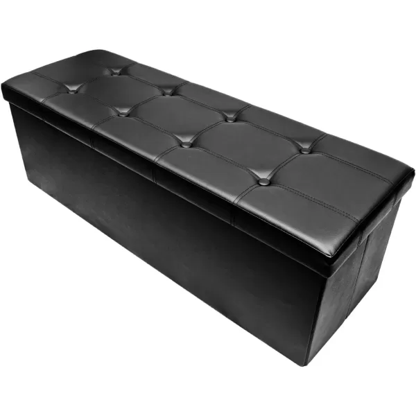 imageSorbus Folding Storage Ottoman Bench Chest  Leather Ottoman with Storage 43 inch Long Hold up 700lbs Bedroom Entryway Coffee Table Bed end Toy Trunk Padded Seat Footrest Foot Stool  BlackBlack