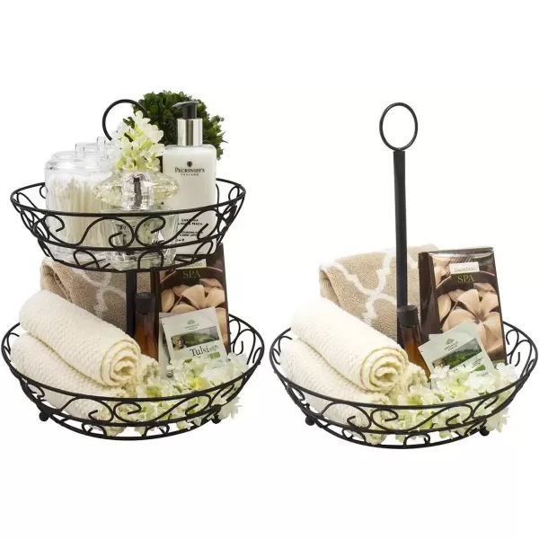 imageSorbus Fruit Basket for Kitchen  2Tier Countertop Fruit Holder ampamp Decorative Bowl Stand  Perfect for Fruit Vegetables Produce ampamp SnacksBlack