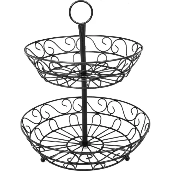 imageSorbus Fruit Basket for Kitchen  2Tier Countertop Fruit Holder ampamp Decorative Bowl Stand  Perfect for Fruit Vegetables Produce ampamp SnacksBlack