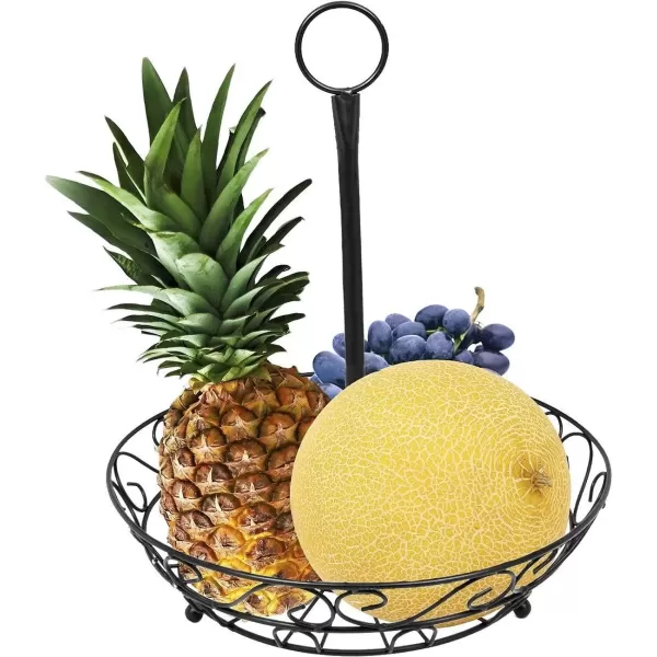 imageSorbus Fruit Basket for Kitchen  2Tier Countertop Fruit Holder ampamp Decorative Bowl Stand  Perfect for Fruit Vegetables Produce ampamp SnacksBlack