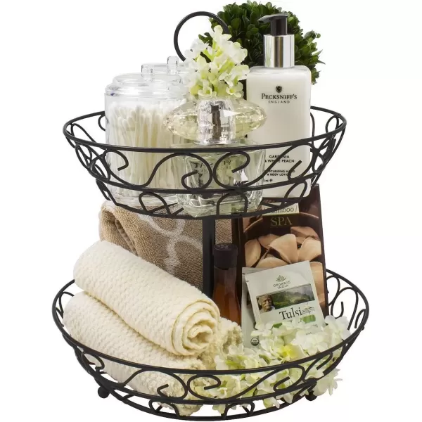 imageSorbus Fruit Basket for Kitchen  2Tier Countertop Fruit Holder ampamp Decorative Bowl Stand  Perfect for Fruit Vegetables Produce ampamp SnacksBlack