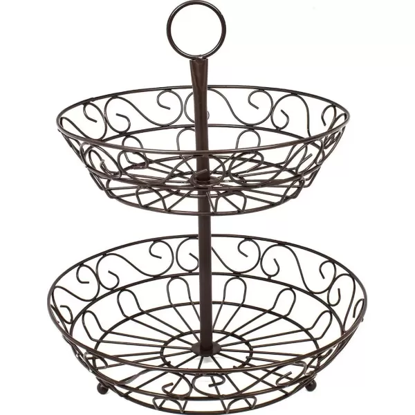 imageSorbus Fruit Basket for Kitchen  2Tier Countertop Fruit Holder ampamp Decorative Bowl Stand  Perfect for Fruit Vegetables Produce ampamp SnacksBronze