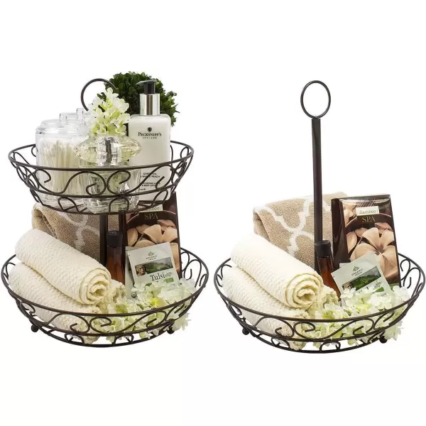 imageSorbus Fruit Basket for Kitchen  2Tier Countertop Fruit Holder ampamp Decorative Bowl Stand  Perfect for Fruit Vegetables Produce ampamp SnacksBronze