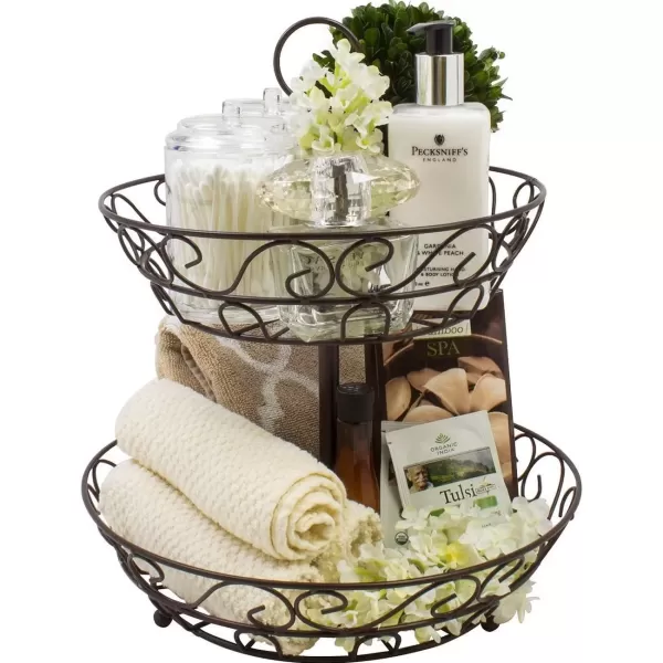 imageSorbus Fruit Basket for Kitchen  2Tier Countertop Fruit Holder ampamp Decorative Bowl Stand  Perfect for Fruit Vegetables Produce ampamp SnacksBronze
