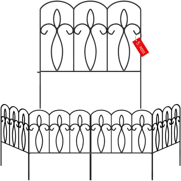 imageSorbus Garden Fence 10ft Decorative Patio Fencing for Yard Garden Edging Border Gate Animal Barrier Set of 5 Panels