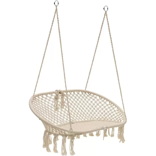imageSorbus Hammock Chair Macrame Hanging Swing Bench Perfect for Indoor Outdoor Teens Girl Bedroom Home Room Patio Deck Yard Garden Knitted Floating Swinging Bench Double SwingFull
