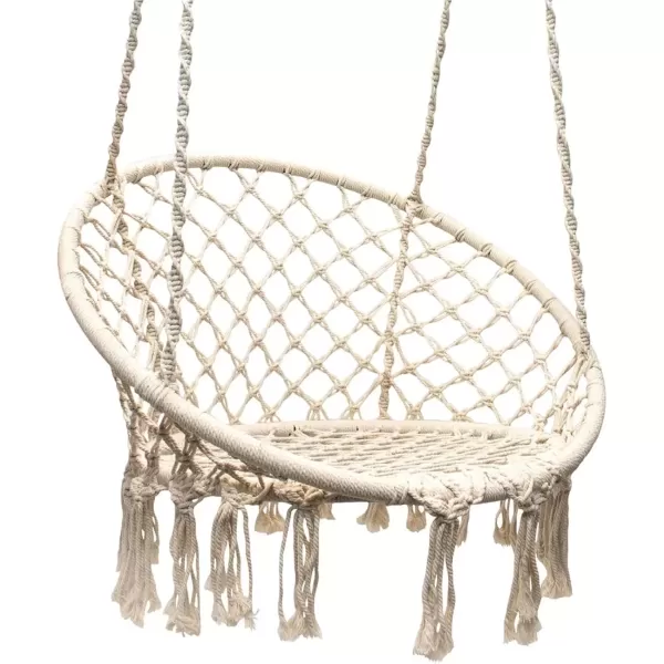 imageSorbus Hammock Chair Macrame Hanging Swing Bench Perfect for Indoor Outdoor Teens Girl Bedroom Home Room Patio Deck Yard Garden Knitted Floating Swinging Bench Double SwingSingle Swing