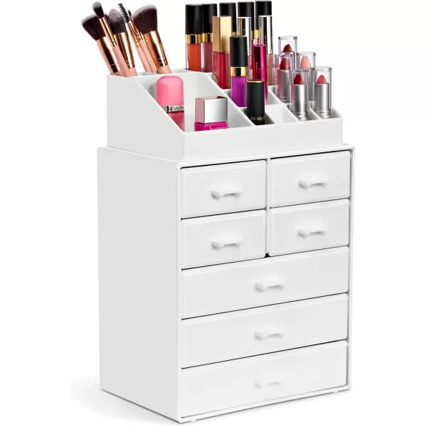 imageSorbus Large Makeup Organizer  Stackable Jewelry ampamp Makeup Organizer For Vanity Bathroom Storage Dresser  12 Drawers Cosmetic Beauty Organizers and Storage with Lipstick Makeup Brush HolderWhite
