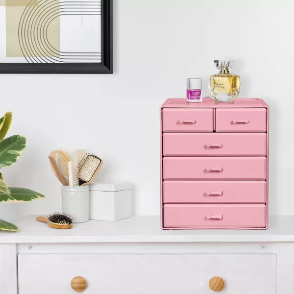 imageSorbus Large Makeup Organizer  Stackable Jewelry ampamp Makeup Organizer For Vanity Bathroom Storage Dresser  12 Drawers Cosmetic Beauty Organizers and Storage with Lipstick Makeup Brush HolderPink