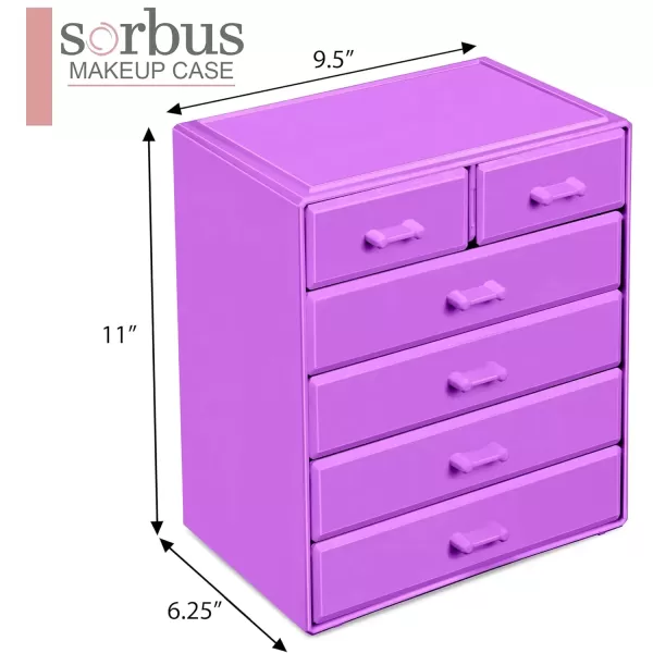 imageSorbus Large Makeup Organizer  Stackable Jewelry ampamp Makeup Organizer For Vanity Bathroom Storage Dresser  12 Drawers Cosmetic Beauty Organizers and Storage with Lipstick Makeup Brush HolderPurple