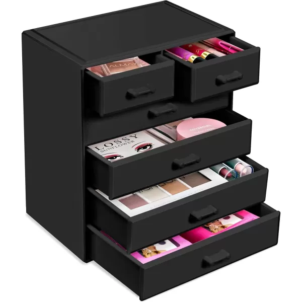imageSorbus Large Makeup Organizer  Stackable Jewelry ampamp Makeup Organizer For Vanity Bathroom Storage Dresser  12 Drawers Cosmetic Beauty Organizers and Storage with Lipstick Makeup Brush HolderBlack