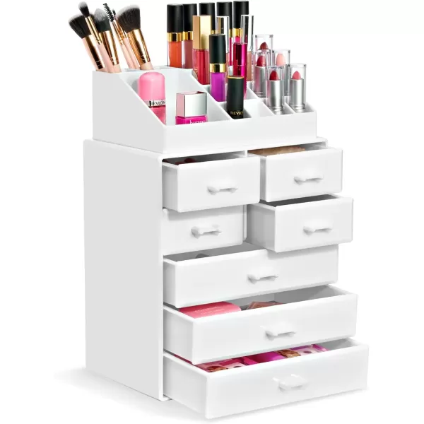 imageSorbus Large Makeup Organizer  Stackable Jewelry ampamp Makeup Organizer For Vanity Bathroom Storage Dresser  12 Drawers Cosmetic Beauty Organizers and Storage with Lipstick Makeup Brush HolderWhite