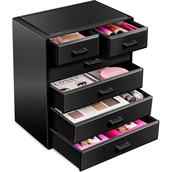 imageSorbus Large Makeup Organizer  Stackable Jewelry ampamp Makeup Organizer For Vanity Bathroom Storage Dresser  12 Drawers Cosmetic Beauty Organizers and Storage with Lipstick Makeup Brush HolderBlack