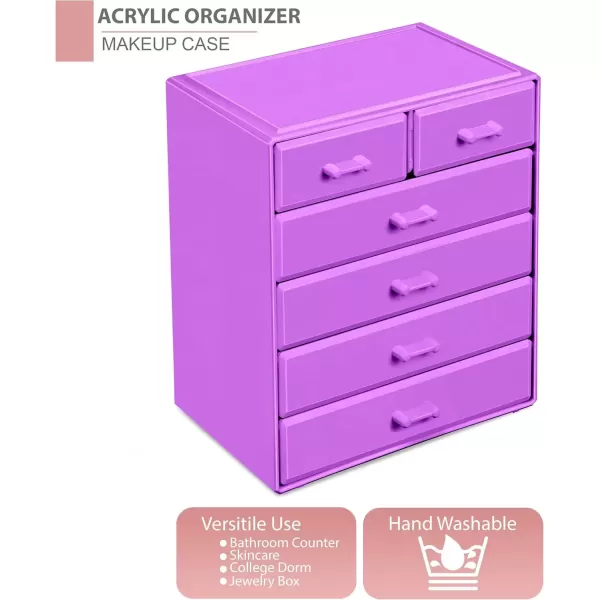 imageSorbus Large Makeup Organizer  Stackable Jewelry ampamp Makeup Organizer For Vanity Bathroom Storage Dresser  12 Drawers Cosmetic Beauty Organizers and Storage with Lipstick Makeup Brush HolderPurple