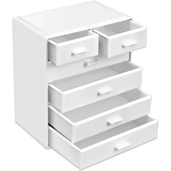 imageSorbus Large Makeup Organizer  Stackable Jewelry ampamp Makeup Organizer For Vanity Bathroom Storage Dresser  12 Drawers Cosmetic Beauty Organizers and Storage with Lipstick Makeup Brush HolderWhite