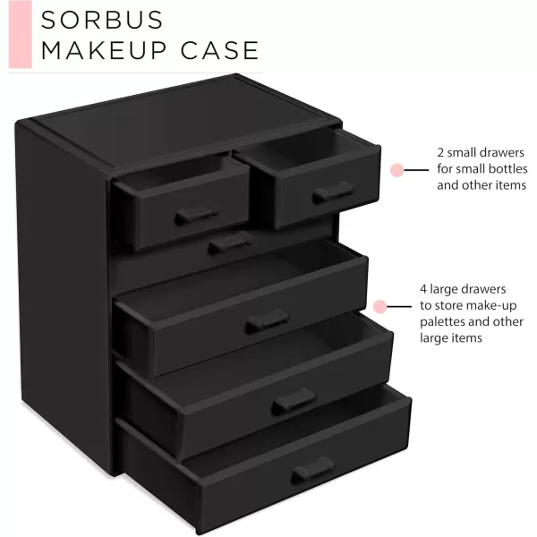 imageSorbus Large Makeup Organizer  Stackable Jewelry ampamp Makeup Organizer For Vanity Bathroom Storage Dresser  12 Drawers Cosmetic Beauty Organizers and Storage with Lipstick Makeup Brush HolderBlack