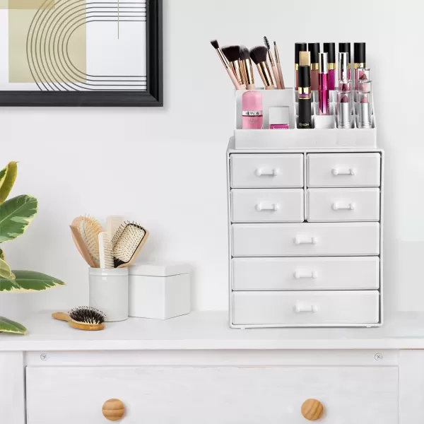 imageSorbus Large Makeup Organizer  Stackable Jewelry ampamp Makeup Organizer For Vanity Bathroom Storage Dresser  12 Drawers Cosmetic Beauty Organizers and Storage with Lipstick Makeup Brush HolderWhite