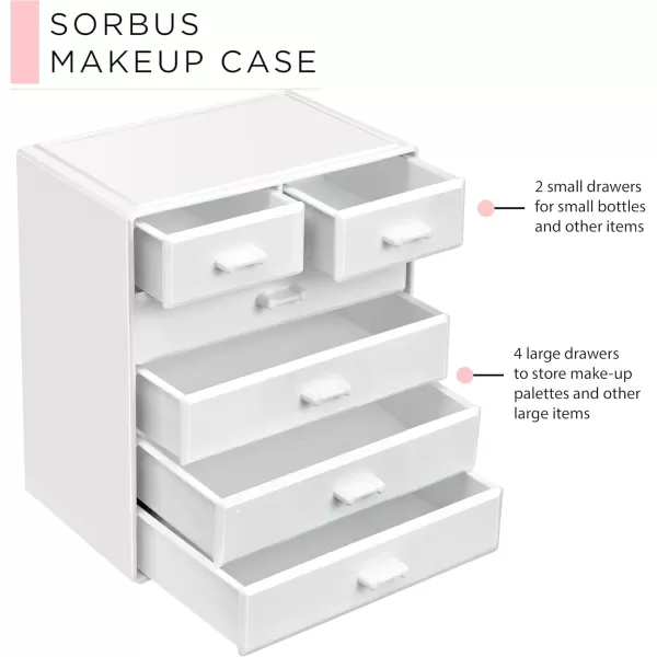 imageSorbus Large Makeup Organizer  Stackable Jewelry ampamp Makeup Organizer For Vanity Bathroom Storage Dresser  12 Drawers Cosmetic Beauty Organizers and Storage with Lipstick Makeup Brush HolderWhite