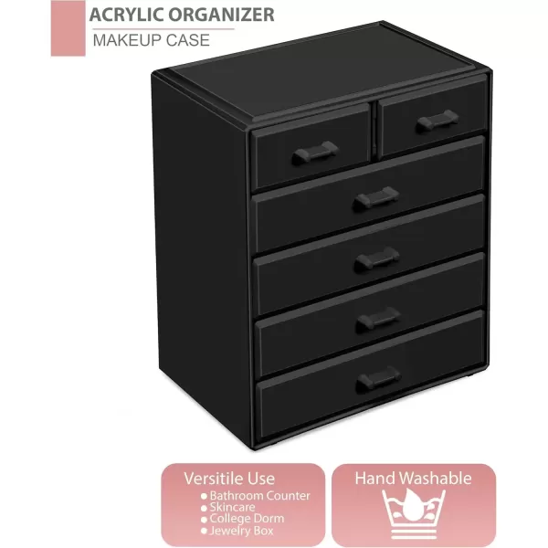imageSorbus Large Makeup Organizer  Stackable Jewelry ampamp Makeup Organizer For Vanity Bathroom Storage Dresser  12 Drawers Cosmetic Beauty Organizers and Storage with Lipstick Makeup Brush HolderBlack
