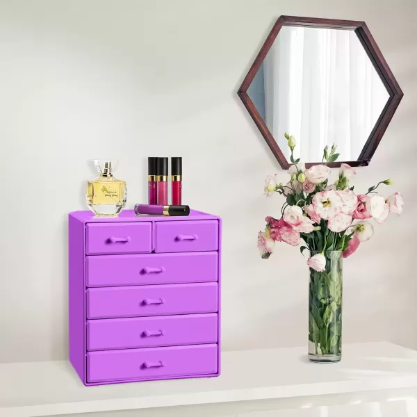 imageSorbus Large Makeup Organizer  Stackable Jewelry ampamp Makeup Organizer For Vanity Bathroom Storage Dresser  12 Drawers Cosmetic Beauty Organizers and Storage with Lipstick Makeup Brush HolderPurple