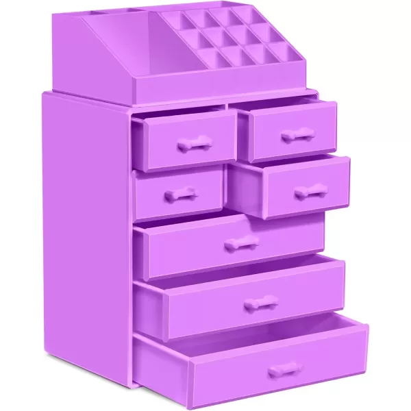 imageSorbus Large Makeup Organizer  Stackable Jewelry ampamp Makeup Organizer For Vanity Bathroom Storage Dresser  12 Drawers Cosmetic Beauty Organizers and Storage with Lipstick Makeup Brush HolderPurple
