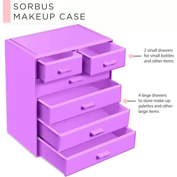 imageSorbus Large Makeup Organizer  Stackable Jewelry ampamp Makeup Organizer For Vanity Bathroom Storage Dresser  12 Drawers Cosmetic Beauty Organizers and Storage with Lipstick Makeup Brush HolderPurple