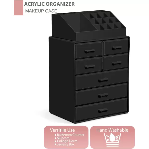 imageSorbus Large Makeup Organizer  Stackable Jewelry ampamp Makeup Organizer For Vanity Bathroom Storage Dresser  12 Drawers Cosmetic Beauty Organizers and Storage with Lipstick Makeup Brush HolderBlack