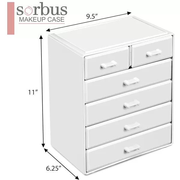 imageSorbus Large Makeup Organizer  Stackable Jewelry ampamp Makeup Organizer For Vanity Bathroom Storage Dresser  12 Drawers Cosmetic Beauty Organizers and Storage with Lipstick Makeup Brush HolderWhite