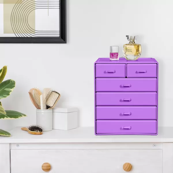 imageSorbus Large Makeup Organizer  Stackable Jewelry ampamp Makeup Organizer For Vanity Bathroom Storage Dresser  12 Drawers Cosmetic Beauty Organizers and Storage with Lipstick Makeup Brush HolderPurple