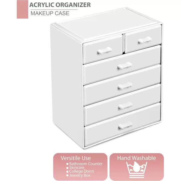 imageSorbus Large Makeup Organizer  Stackable Jewelry ampamp Makeup Organizer For Vanity Bathroom Storage Dresser  12 Drawers Cosmetic Beauty Organizers and Storage with Lipstick Makeup Brush HolderWhite