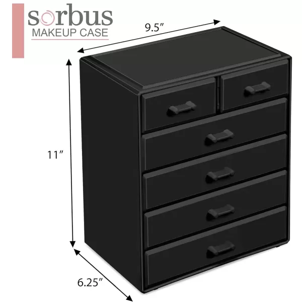 imageSorbus Large Makeup Organizer  Stackable Jewelry ampamp Makeup Organizer For Vanity Bathroom Storage Dresser  12 Drawers Cosmetic Beauty Organizers and Storage with Lipstick Makeup Brush HolderBlack