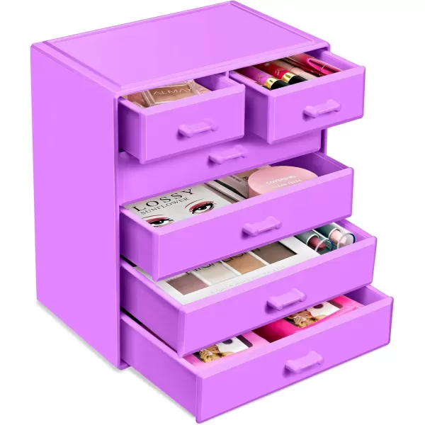 imageSorbus Large Makeup Organizer  Stackable Jewelry ampamp Makeup Organizer For Vanity Bathroom Storage Dresser  12 Drawers Cosmetic Beauty Organizers and Storage with Lipstick Makeup Brush HolderPurple