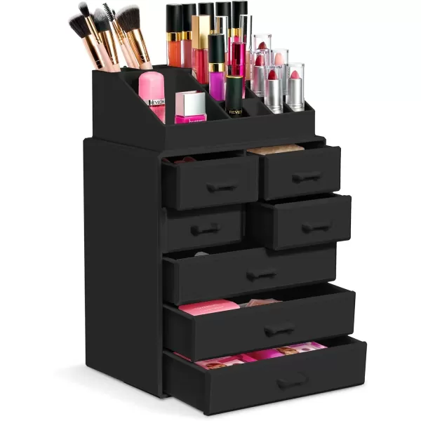 imageSorbus Large Makeup Organizer  Stackable Jewelry ampamp Makeup Organizer For Vanity Bathroom Storage Dresser  12 Drawers Cosmetic Beauty Organizers and Storage with Lipstick Makeup Brush HolderBlack